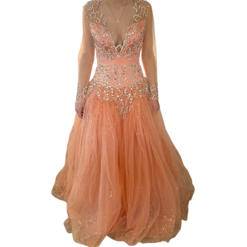 Beautiful peach prom or quinceanera dress